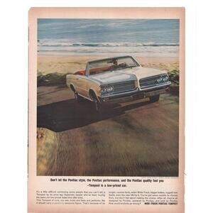 GM Pontiac Tempest Magazine Advertisement 1964 Vintage Muscle Car Automobilia